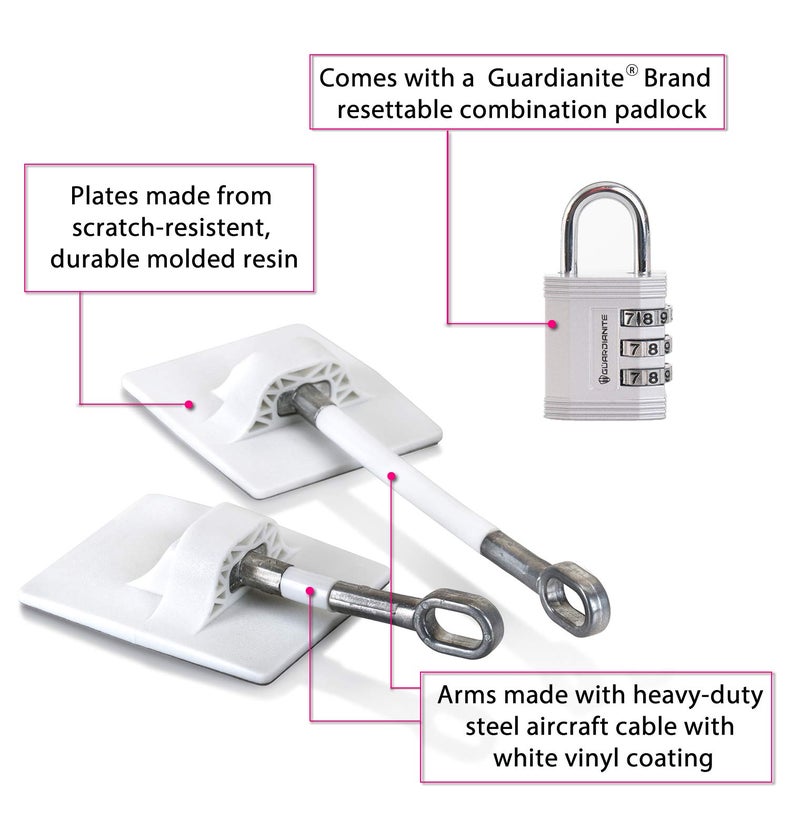 Guardianite Refrigerator Lock (White with Silver Combination Padlock) - Image 2